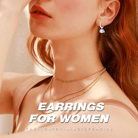 NUJIFFY Earrings for Women Trendy, 925 Sterling Silver Claw Cat Hoop Earring Jewelry, Asymmetrical Crystal Graduation Birthday Gifts