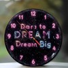 Lancholy 10-Inch Silent Wooden Wall Clock, Neon Clock Dream Big