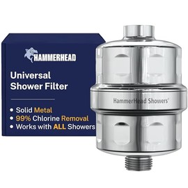 HammerHead Showers® Solid Metal Shower Head Filter – KDF 55 Shower Filter, High Pressure Universal Shower Filters to Remove Toxic Chemicals – Removes Chlorine and Heavy Metals – Chrome
