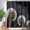 NTETSN Black Dandelion Floral Shower Curtain Abstract Flying Dandelions Seeds