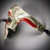 ILOVEMASKS Phantom Red Diamond Plaid with Silver Lining Venetian Masquerade