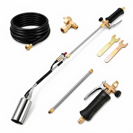 Heavy Duty Propane Weed Torch Burner Kit with 8.8FT Hose, Adjustable Flame Weed Burner Torch for Garden Yard, Propane Torch for Weeds Snow Ice Melt Roofing Heat Tool BBQ Fire Starter
