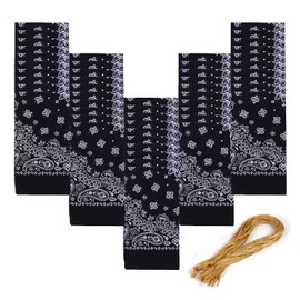 EVERY-VILLE Where EVERYone is Welcome 50 Pack Bulk Black Bandanas for Men Women - 100% Soft Cotton, 22x22in, Paisley - Large Western Cowboy Scarf for Head