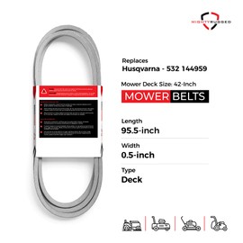 144959 Craftsman Deck Belt Replacement - Belt Length 95.5" - Heavy-Duty, Durable, Aramid Cord Deck Belt for Craftsman LT1000, LT2000 - Replaces OEM Husqvarna 532 144959; Sears/Craftsman/AYP 144959
