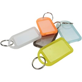 Merriway BH01850 (12 Pcs) Assortment of 5 Key Ring Luggage Tags with Labels, 54 x 30mm (2 inch x 1.1/4 inch) - Pack of 12 Pieces