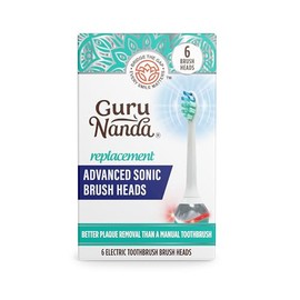 GuruNanda Advanced Replacement Sonic Brush Head, Compatible with Pressure Sensor Sonic Toothbrush Handles, Soft Bristles for Effective Cleaning - Pack of 6