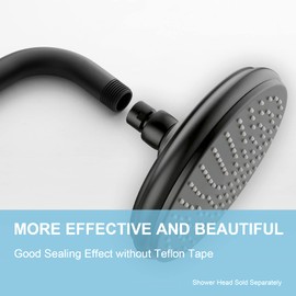 OFFO Shower Arm with Flange 30cm(12 inch) Universal Wall-Mounted Replacement Shower Arm for Fixed Shower Head and Rain Shower Head, Matte Black