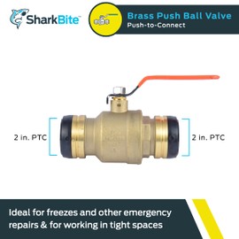 SharkBite 2 Inch Ball Valve, Push to Connect Brass Plumbing Fitting, PEX, Copper, CPVC, PE-RT and HDPE Pipe, UXLBV54