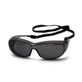 Takagi Earth Man Safety Glasses with Strap, Smoke, Fits Over Your Glasses, Lightweight, Impact Resistant, Break-resistant Polycarbonate, UV Protection, Anti-Fog Treatment, Polishing, Painting, Large Cleaning, Farm Work, Work Goggles