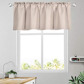 18 inch Valances for Windows Rod Pocket Blackout Curtain Light Coffee Valance for Living Room 1 Panel 52W x 18L