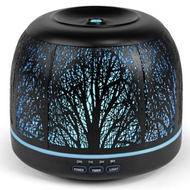 500ml Essential Oil Diffuser, ARVIDSSON Metal Diffusers for Essential Oils, Aromatherapy Diffuser for Large Room, Color Mood Light & Mist Timer Setting, Gift for Women - Black Tree