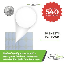 Labels Green 50mm Glue Dots - 5cm Stickers Pack of 540 by Royal Green