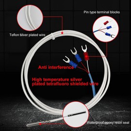 Nikou PT100 Temperature Sensor Probe, Waterproof 3-Wire Thermistor Probe, K-Type Thermocouple for Constant Temperature Controller, Temperature Range -200°C to +450°C (3 Metres)