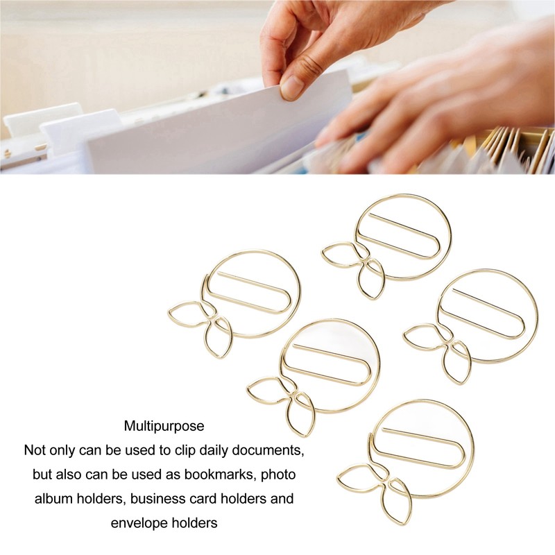 100Pcs Gold Paper Clips Cute Shape Stainless Steel Multifunction Metal