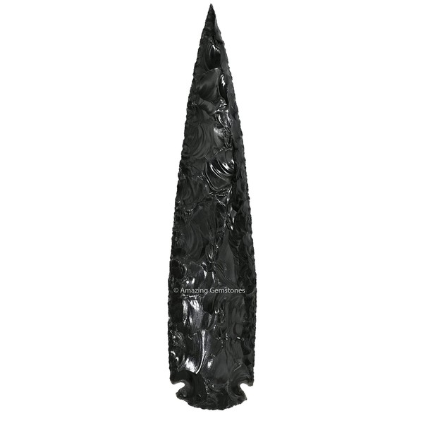 Black Obsidian Arrowhead, Crystal and Healing Stone Flint Rock Arrow Head - 5" to 6" Arrowheads for DIY Project Craft Point Jewelry Making