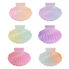 Framendino, 6 Pack Seashell Colorful Hair Claw Clips Shell shape Jaw Hairpin Clamp Gradient