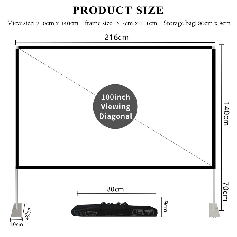 Projector Screen with Stand 100 inch 16:9 HD 4K Outdoor