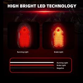 FATECIM Motorcycle LED Tombstone Tail Light Rear Brake Lamp Stop Light Without License Plate Bracket Red Lens for Harley Bobber Chopper Cafe Racer Honda Kawasaki Suzuki Yamaha Cruiser Chrome