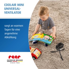 reer CoolAir Mini Universal Fan, Flexible Fan for Prams, Cot & Home, Quiet Operation, 3 Speed Levels, USB-C Black
