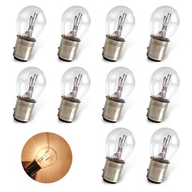 yorpyep 10 PCS Car Brake Light, P21/5W Double Contact Halogen Brake Tail Indicator, High Brightness Water-proof High and Low Foot Double Filament Signal Bulb, Universal for Most Cars (White)