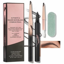 Liquid Microblading Eyebrow Pencils for Women, 3 In 1 Eyebrow Pen Set, Wild Brow Pen for Natural Hair-Like Brows, Easy to Color, Waterproof, Quick-Drying, Lasts All Day (#04-Gray Black)