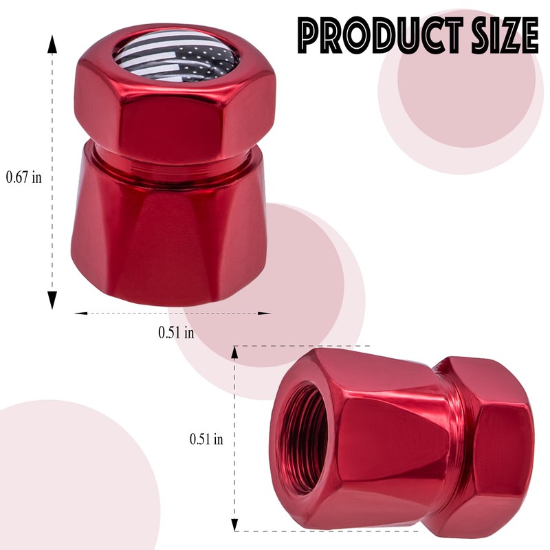 MEAJOO 4PCS USA Car Tire Valve Caps, Dustproof Leak-Proof Tire