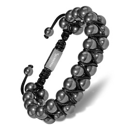 MagnetRX® Magnetic Hematite Bracelet – MAX Strength Magnetic Stones – Beaded Magnetic Bracelets for Men and Women (Double Strength 8mm)