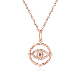 GAVU 925 Sterling Silver Evil Eye Pendant Necklace for Women, Cubic Zirconia, Cubic Zirconia