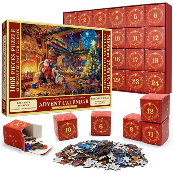 Christmas Advent Calendar 2024 Jigsaw Puzzle - 24 Boxes Packing