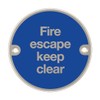 Fire Exit Signs, Disc, Door Signage, Satin Stainless Steel, Blue