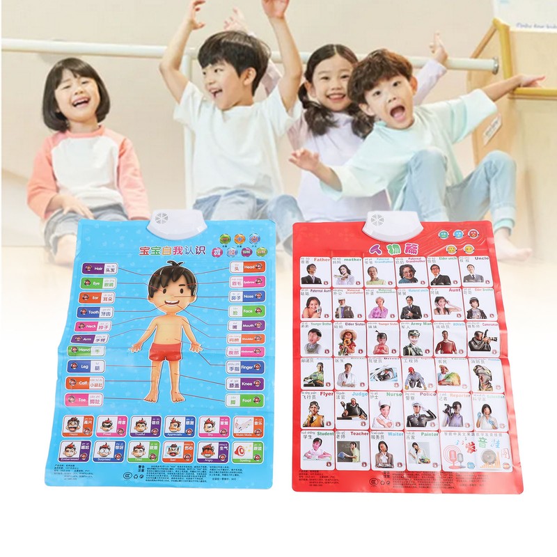 2pcs Chinese English Phonics Posters Multipurpose Fun Early Education Self