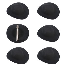 ASUNFO 6 Pcs Mini Cowboy Hats Hair Clips Mini Small Miniature Western Cowboy Cowgirl Felt Hats Clip Hair Accessories for Party Decor Black 3.94 Inch
