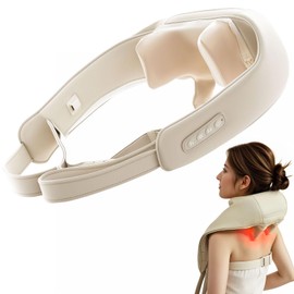 iRest 4D Cordless Neck and Shoulder Massager with Heat, Electric Deep Tissue Kneading Neck and Back Massage, Rechargeable Gift for Dad Mom Friend, Beige