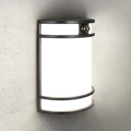 ASD 10 Inch LED Outdoor & Indoor Wall Mount Light Fixture with Motion Sensor - Black Wall Sconce Lighting - 15W 120-277V 3000K 4000K 5000K Adjustable Exterior Lights - Front Door & Patio - ETL