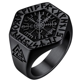 Mens Womens Viking Valknut Runes Thumb Ring Stainless Steel Norse Jewelry Size 9
