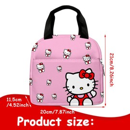 LKNBIF Hellokiitty Lunch Bag, Thermal Bag Cartoon Insulation Bag Anime Tote Cooler Box Reusable Lunch Bag Tote Bag for Kids Portable Lunch Box Food Storage Bag for Picnic Camping School Travel