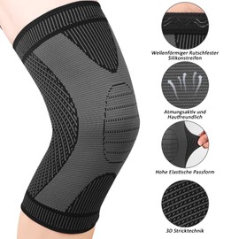 Yasdyri Knee Support Sports Knee Support Osteoarthritis for Men Women Pack of 2 for Meniscus Tear, Arthritis, ACL, Sports, Fitness (Black, XXL)
