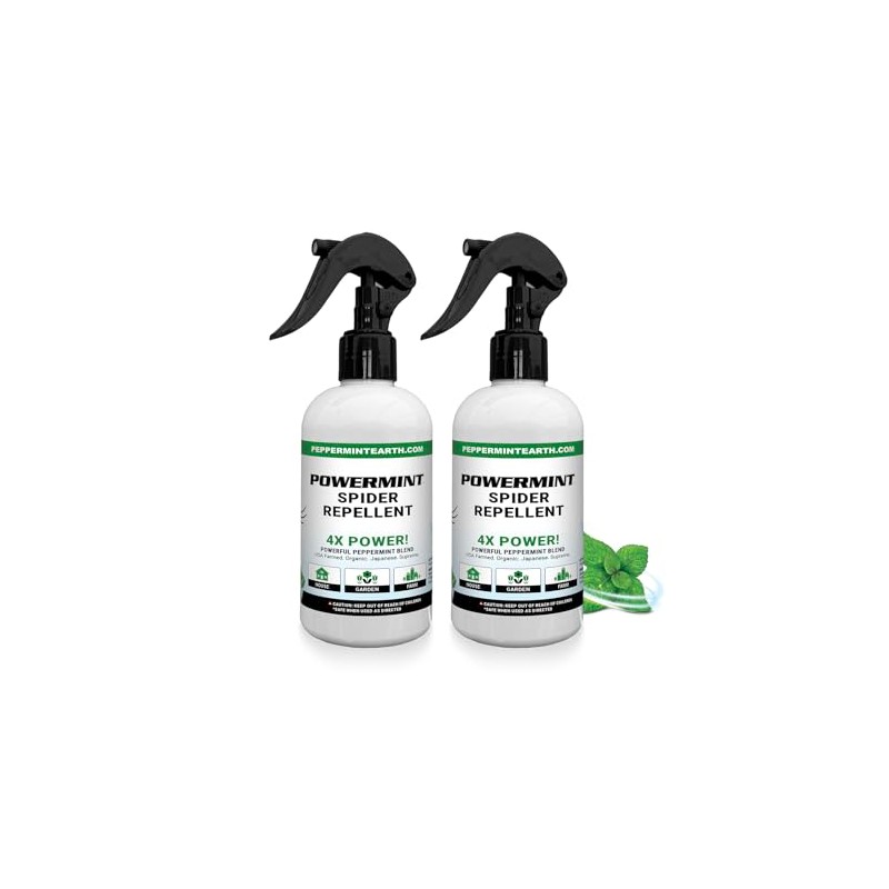Powermint 8 Oz Peppermint Oil Spider Repellent Spray 2-Pack