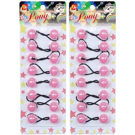 16 Pcs Hair Ties 20mm Ball Bubble Ponytail Holders Glow in the Dark Colorful Elastic Accessories (Pink)