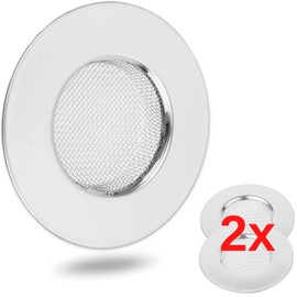 Stainless Steel Drain Strainer 2 Pieces Diameter 77mm Outside 42mm Inside Protrudes 14mm Spout Drain Strainer for Kitchen Sink, Sink, Shower Tray, Bathtub, Hair Strainer and Food Scraps Strainer, Hair