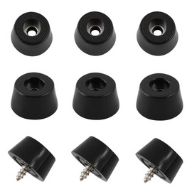 bociloy 24Pcs Rubber Cutting Board Feet, 0.41" H x 0.79" W Round Furniture Feet Pads, Soft Non-Slip Bumper Feet with Stainless Steel Washer and Screws for Furniture and Appliances, Black