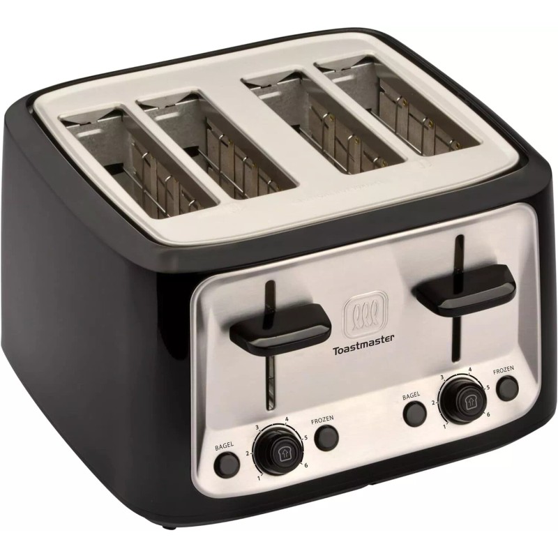 Select Brands Toastmaster 4-Slice Cool Touch Toaster, Black with Stainless