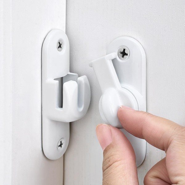 INIRET 2 Packs White Barn Door Latches,90/180 Degree Gate Lock,Flip