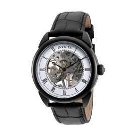 Invicta Men's Specialty 42mm Leather Mechanical Chronograph Watch, Black (Model: 32633)