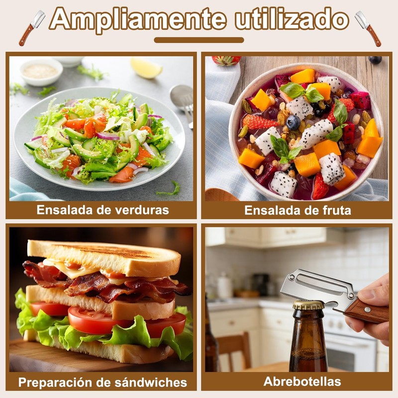 Pelador de Verduras Multifuncional LANBONE con Mango de Madera y