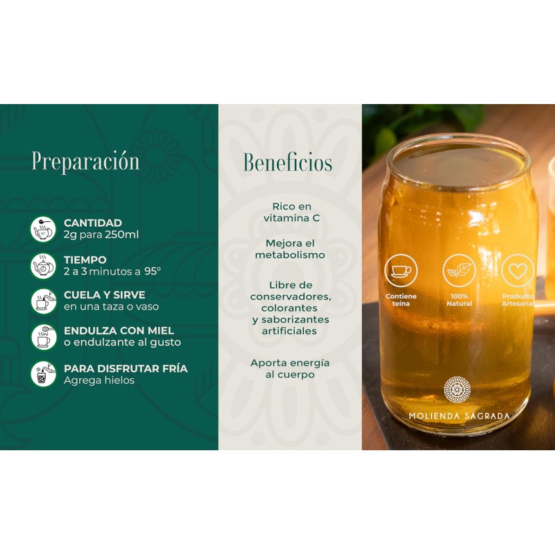 Molienda Sagrada, Té Verde Citrón, 200 g, 1 piezas