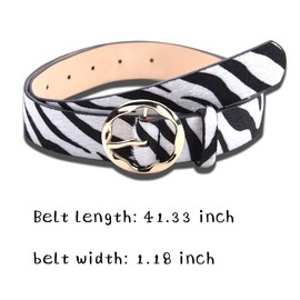 Zebra Print Waist Wide Belt for Women - Soft Faux Leather Dress Belt for Jeans & Pants