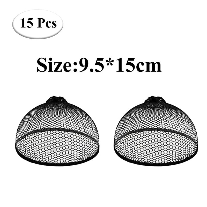15 Pcs Black Mesh Wig Cap Open top Nylon Net