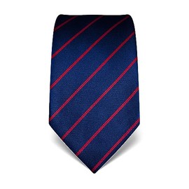Vincenzo Boretti Men's Tie Pure Silk Striped Elegant Men's Design Shirt with Suit for Business Wedding 8 cm Narrow / Wide, darkblue