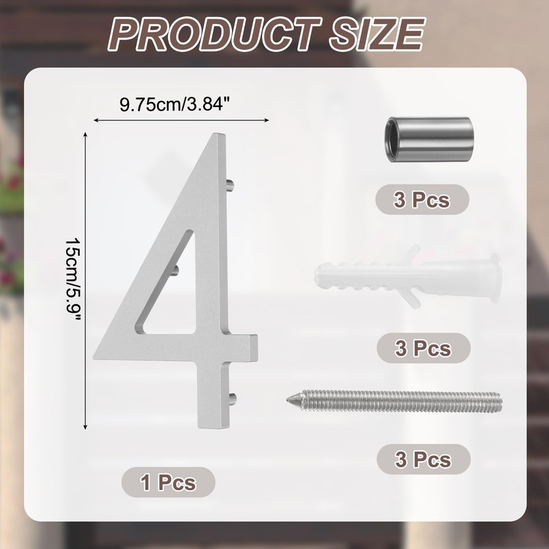 sourcing map Floating House Numbers, 6 Inch Solid Aluminum Modern